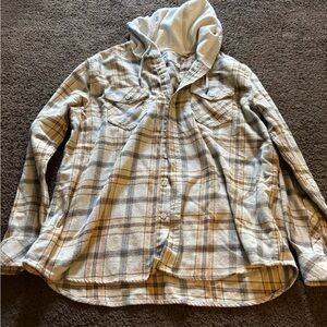 Hurley Beige and Brown Plaid flannel